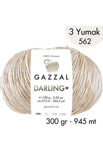 Gazzal Darling 562 100% Viskon El Örgü İpliği, 3 Yumak, Resmi Satış Mağazası