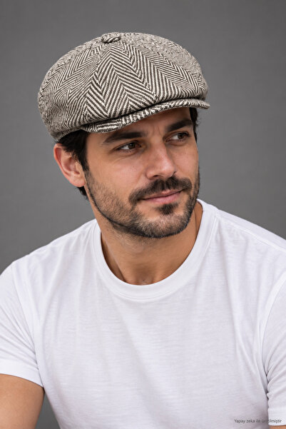 ZERAMİNE Men's Cap 8 Pieces British Model Winter Wool Textured Newsboy Hat Cap