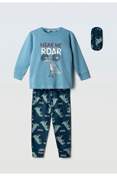 hashtag Πυτζάμα με μάσκα ύπνου αγόρι H725 "Hear Me Roar" πετρόλ