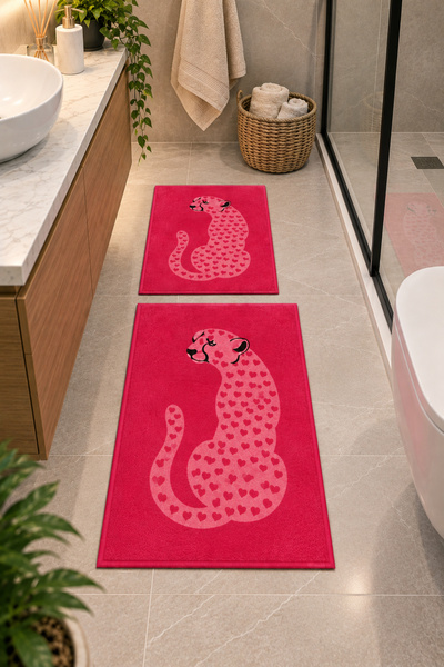 Zetahalı Digital Baskı Yıkanabilir Kaymaz Taban 2li Banyo Paspas Takımı 40x60...
