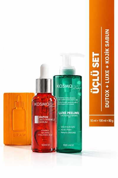 kosmo slim 3’lü Cilt Bakım Seti – Kojik Sabun, Luxe Peeling & Dutox Serum | A...