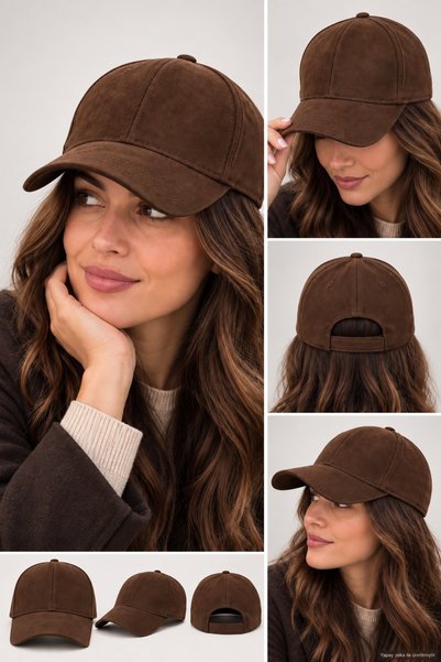 ZERAMİNE Süet Şapka Unisex Düz Basic Spor Kep Günlük Ayarlanabilir Baseball Cap