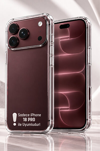 Evax [Lüx Şeffaf] iPhone 18 Pro Uyumlu Lüx Serisi Yumuşak Esnek Şeffaf Siliko...