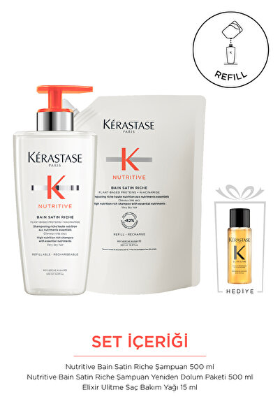 Kerastase Nutritive Bain Satin Riche Refill Şampuan Seti 1015ml