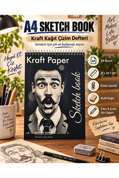 ninoart Caiet de desen Kraft A4 30 coli 90 Gr. Caiet de schițe