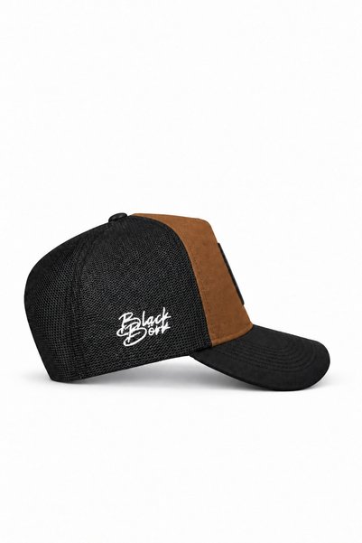 BlackBörk قبعة سائق الشاحنة باللون الأسود والجملي مع شعار كورت