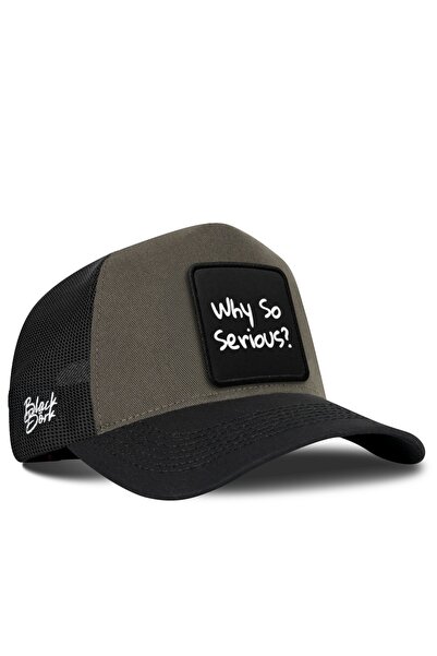 BlackBörk قبعة سائق الشاحنة ذات اللون الأسود والكاكي مع شعار Why So Serious
