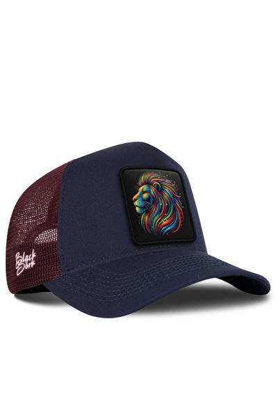 BlackBörk Lion Logo Navy Blue-Claret Red Trucker Hat