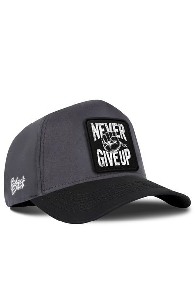 BlackBörk Never Give Up Logolu Siyah-Antrasit Beyzbol Şapka