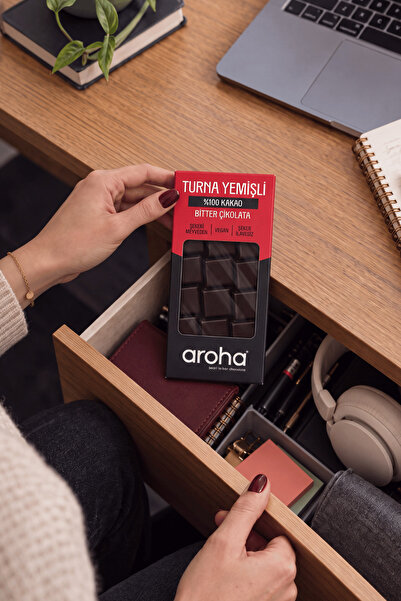 AROHA %100 Kakao Turna Yemişli Şeker Ilavesiz Bitter Çikolata 3'lü Paket (110 G X 3 Adet)