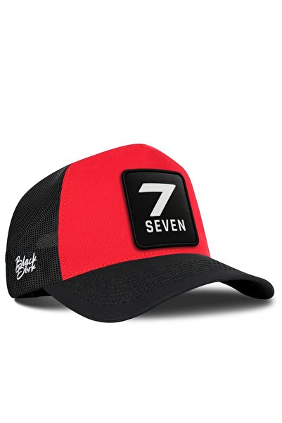 BlackBörk Black-Red Trucker Hat with Number 7 Logo