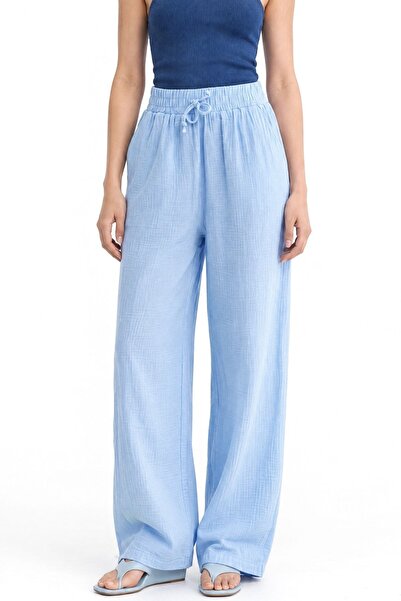 Hiccup Mixray High Waist Textured Muslin Pants