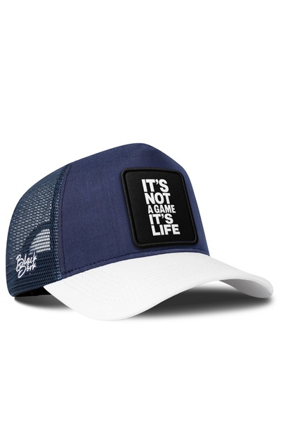 BlackBörk It's Not A Game It's Life Logolu Cordura Beyaz-Lacivert Trucker Şapka