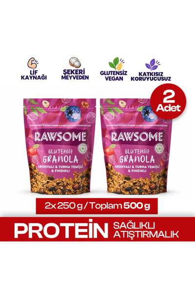 Rawsome 2'li Glutensiz Aronyalı & Turna Yemişli & Fındıklı Granola 2x250g