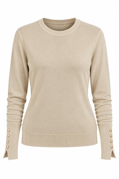 Zelish My Sister Beige round neck pullover sweater with drop sleeves