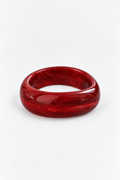 SOLÉORA COAST Kalın Bordo Reçine Bileklik – Parlak Mermer Desenli Kemik Bangle