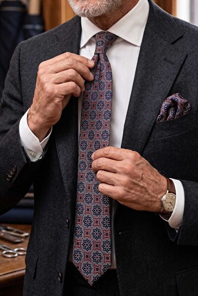 Kravatkolik Classic Orange Motif Patterned Handkerchief Tie - KK12676