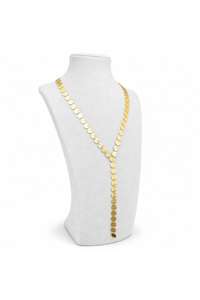 Sizu Accessory V Formlu Yuvarlak Plaka Gold Tonlu Altın Kaplama Kararmaz Kolye