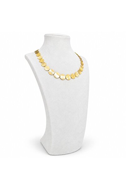 Sizu Accessory Büyük Yuvarlak Plaka Gold Tonlu Altın Kaplama Kararmaz Kolye