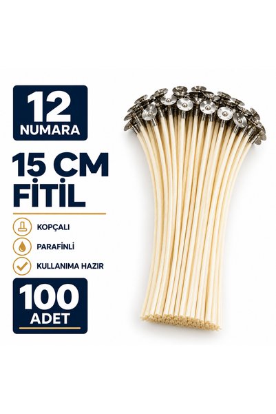 hk 12 Numara Kesilmiş Parafinli Kopçalı Mum Fitili (1,6 mm) – 5–6 cm Kullanım...