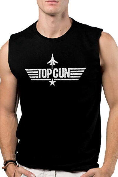 ROCKANDROLL Top Gun cu mânecă neagră | Tricou fără mâneci pentru bărbați | At...