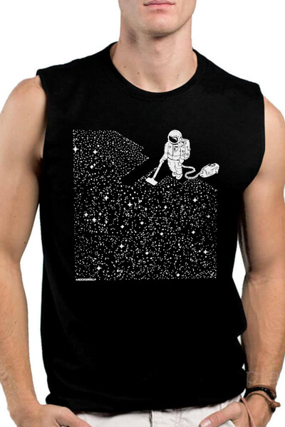 ROCKANDROLL Astronaut sa metlom, crni izrezani rukav | Muškarci bez rukava T-...