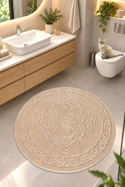 Cotton Crafty Pamuk Dokuma Su Emici Banyo Paspası, Banyo Halısı Royal 120 X 1...
