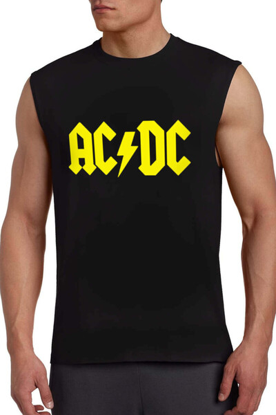 ROCKANDROLL Acdc Logo Black Cut Sleeve |   Sleeveless Men's T-Shirt