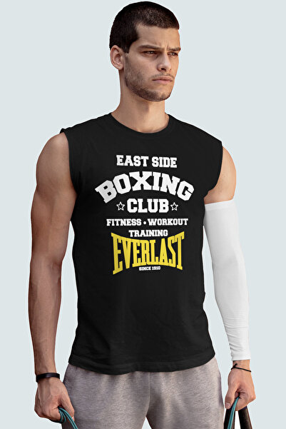 ROCKANDROLL Boks Kulübü Siyah Kesik Kol | Kolsuz Erkek T-shirt | Atlet