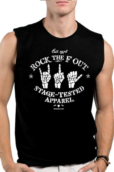 ROCKANDROLL Rock Eller Mânecă neagră decupată |   Tricou fără mâneci pentru b...