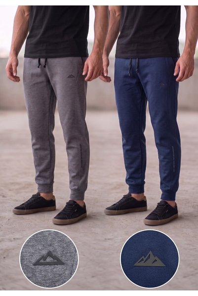 BİGMOST Men's 2-Pack Full-Fit Comfortable Casual Sweatpants Set with Pockets