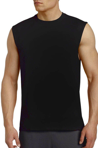 ROCKANDROLL Plain, Unprinted Basic Black Cut-Out Sleeve | Sleeveless T-Shirt ...