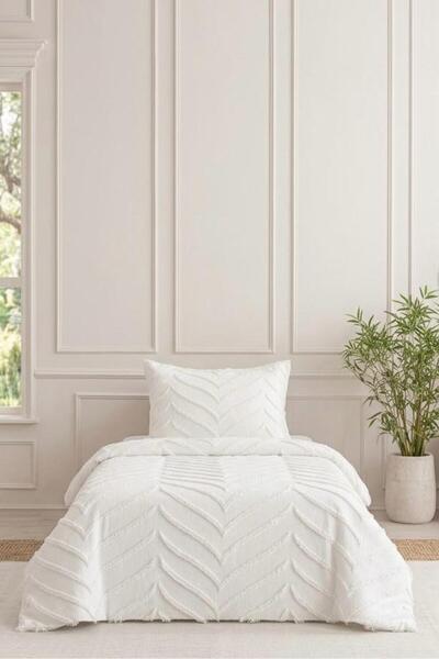 LOTUSEIN Milano Ekru Tek Kişilik Yatak Örtüsü 180 X 240 Cm Ve 1 Adet Yastık