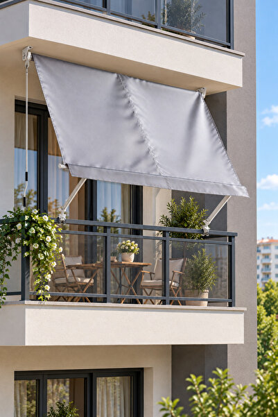 Evinizin Atölyesi Balkon Tentesi Açık Gri 245x245 cm