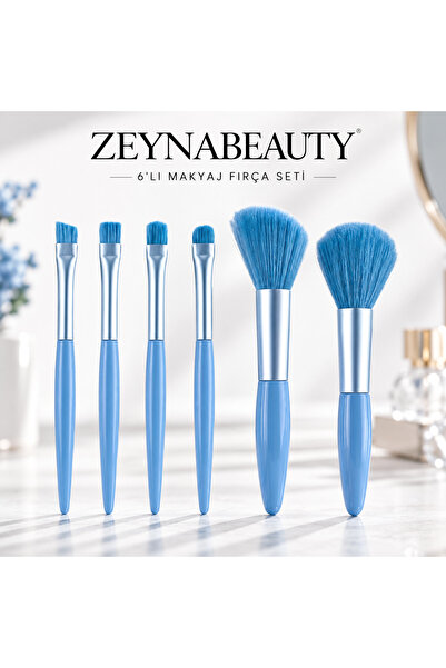 ZEYNABEAUTY 6 Lı Makyaj Fırça Seti Mavi