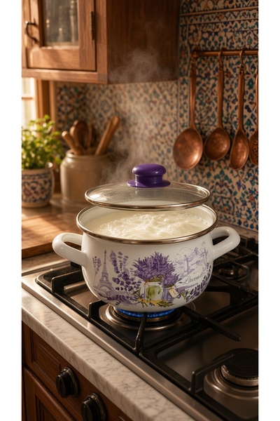 EBRULİEMAYE Lavender Small Size Enamel Pot Mini Small Size 2 Liter 18 cm Milk...