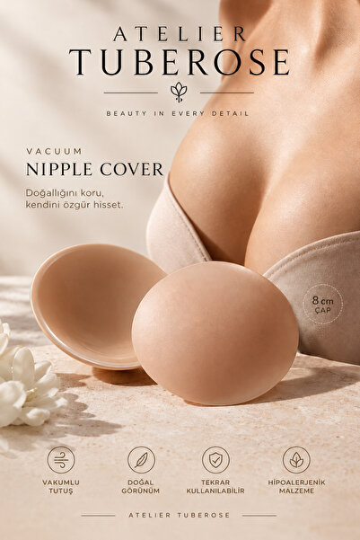 Vakumlu/ Yapışkansız Silikon Göğüs Ucu Gizleyici Deniz ve Havuza Uygun Kapatıcı Nipple Cover 8 cm