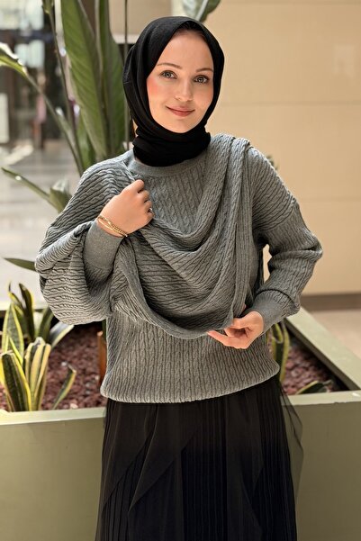 Mahal Crochet Knitwear Hair Braid Patterned Shawl Detailed Knitwear Blouse