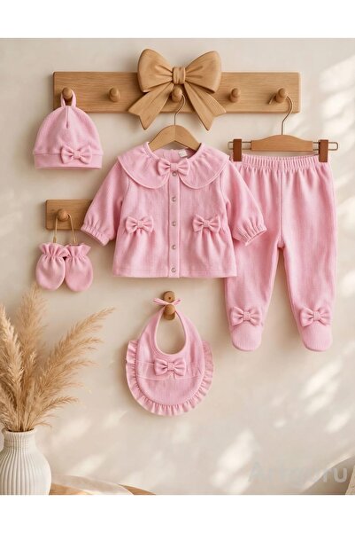 SimplePearlBaby 5’li Yenidoğan Bebek Zıbın seti %100 Pamuk