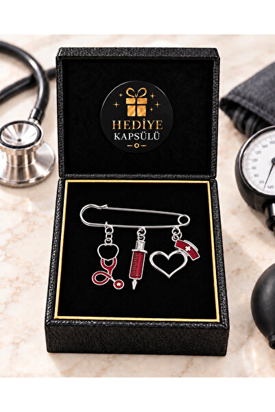 PULİNİN DÜKKANI Hemşire Doktor Temalı Charm Broş Seti – İğne Formlu Çoklu Fig...