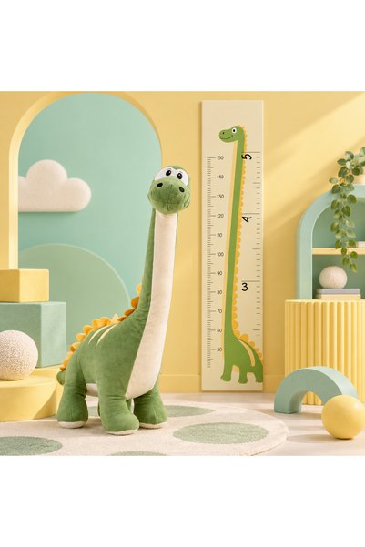 Pufu Toys Dinozor Peluş Yastık Oyuncak Yeşil (1 METRE)