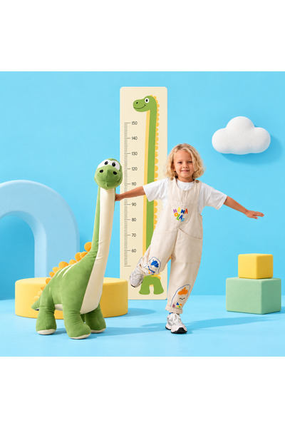 Pufu Toys Dinozor Peluş Yastık Oyuncak Yeşil (1 METRE)