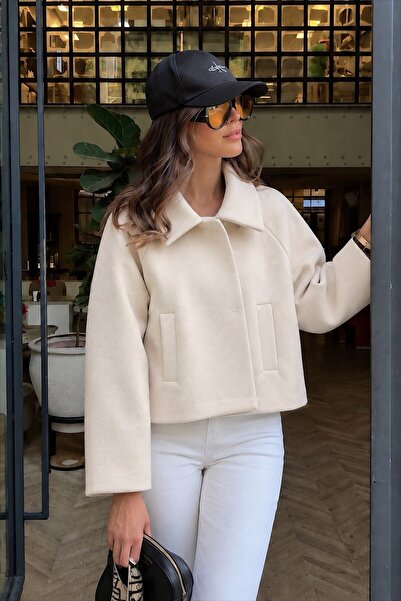 Trendsensin Lorven Oversize Taş Viral Kadın Kaşe Ceket