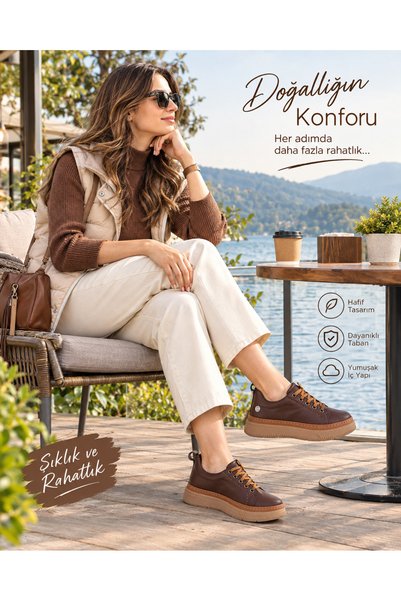 Mammamia Kadın Casual Ayakkabı / Kalın Bej Tabanlı / Sneaker / 2026-2027 Sonb...