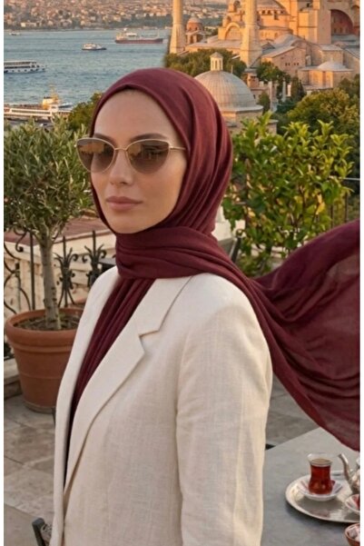 Nazellaa Aya Series Plain Aya Thin Cotton Shawl Cherry