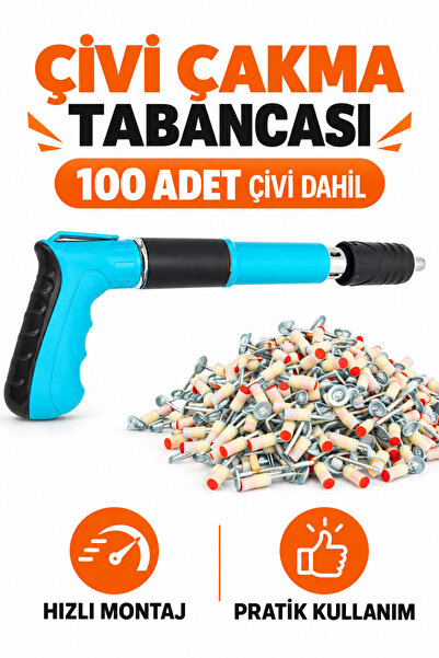 FREED TOOLS Beton Çivi Çakma Tabancası 100 Adet Mekanik Çivi Çakma