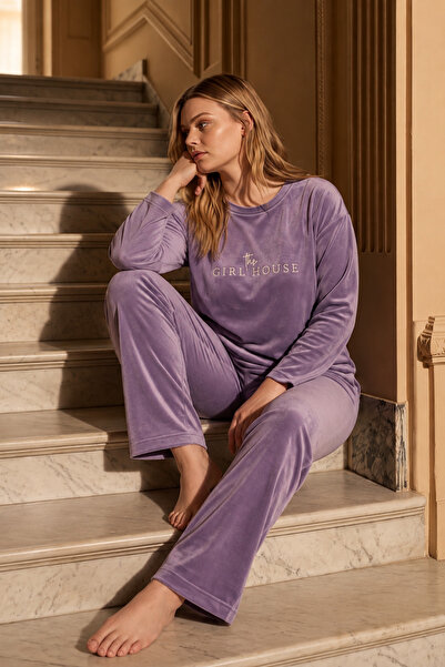 nisaNCa Büyük Beden Kadife Kadın Pijama Takımı - Süper Soft Kadife