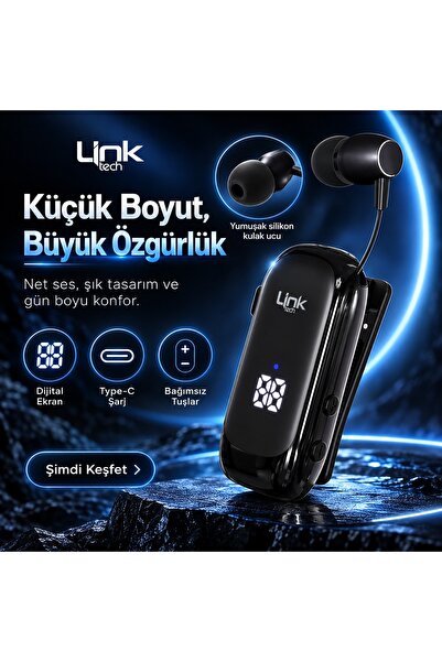 Linktech Makaralı Bluetooth Kulaklık V83 Led Ekranlı Kulaklık 20 Saat Kesinti...