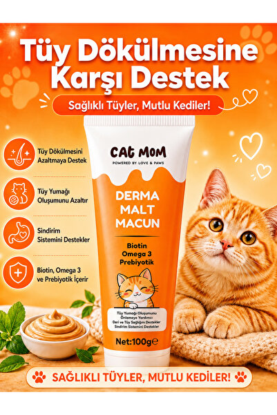 cat mom Kedi Maltı, Prebiyotik İçeren ve Tüy Dökülmesini Azaltan, Tüy Topakla...
