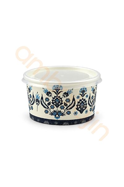 Home Ambalajın 50 Adet 14 oz Mavi Karton Kase – Sızdırmaz Kapaklı, Çorba, Aşu...